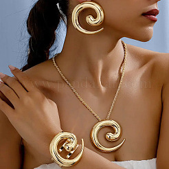 Vortex Alloy Pendant Necklace & Stud Earring & Cuff Bangle Sets&nbsp;FS-WGDE200-01