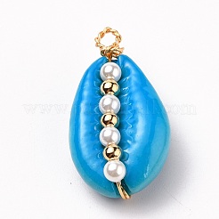 Spray Painted Natural Cowrie Shell Pendants&nbsp;PALLOY-JF00525