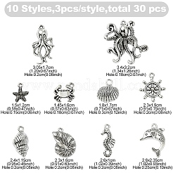 30Pcs 10 Styles Tibetan Style Alloy Pendants&nbsp;FIND-YW0007-06