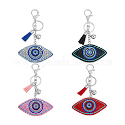 4Pcs 4 Colors Velvet Evil Eye Full Rhinestones Keychains&nbsp;KEYC-DC0001-26