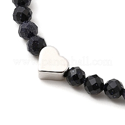 2Pcs Natural Garnet & Synthetic Blue Goldstone Round Beaded Bracelets for Men Women&nbsp;BJEW-JB12336