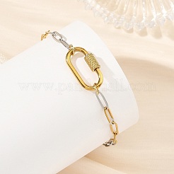 3.5MMM Duo Tone 304 Stainless Steel Paperclip Chain Bracelets with Screw Clasps&nbsp;BJEW-JB14354