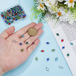 120Pcs 6 Colors 304 Stainless Steel with Glass Connector Charms&nbsp;STAS-HS0001-03