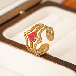 304 Stainless Steel Enamel Cuff Open Rings&nbsp;WG5FBDE-01