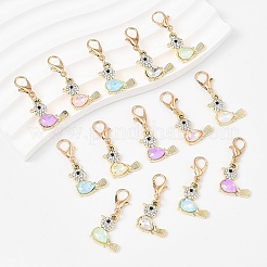 20Pcs Alloy K5 Glass Bird Pendant Decorations&nbsp;HJEW-YW00257