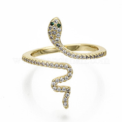 Brass Micro Pave Clear Cubic Zirconia Cuff Rings&nbsp;RJEW-S045-046G-NR