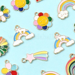 40Pcs 10 Styles Alloy Enamel Pendants&nbsp;ENAM-YW0005-54