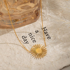 304 Stainless Steel Sun Pendant Necklaces for Women&nbsp;TS3630