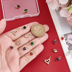 16Pcs 8 Colors Brass Micro Pave Cubic Zirconia Charms&nbsp;KK-PH0014-12