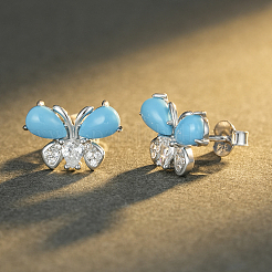 925 Sterling Silver Micro Pave Cubic Zirconia Butterfly Stud Earrings for Women&nbsp;UO0613