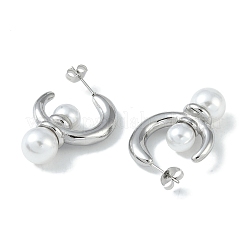Pearl 304 Stainless Steel Stud Earrings&nbsp;EJEW-U004-07P