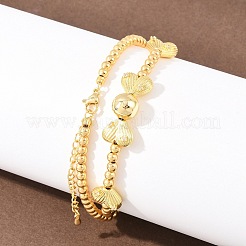 Brass Micro Pave Clear Cubic Zirconia Heart Round Beaded Bib Necklaces for Women&nbsp;NJEW-F364-08G