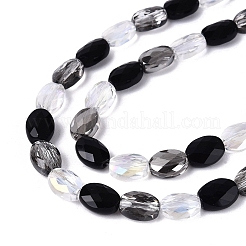 Electroplate Imitation Jade & Opaque & Transparent Glass Beads Strands&nbsp;EGLA-Q135-6x8MM-01H