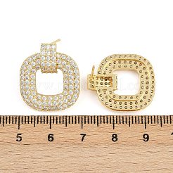 Brass Micro Pave Clear Cubic Zirconia Stud Earrings&nbsp;EJEW-K312-09G