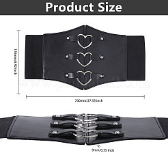 PU Leather Wide Elastic Corset Belt with Alloy Heart Buckle&nbsp;AJEW-WH0007-26