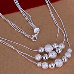 Popular Silver Color Plated Brass 3-strand Snake Chain Necklaces&nbsp;NJEW-BB12672