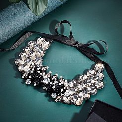 Vintage Black Diamond & Crystal Rhinestone Layers Bib&nbsp;DIY-WH0321-06