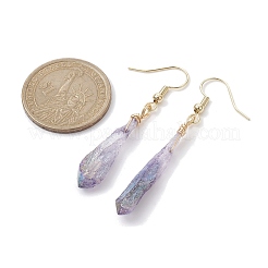 Dyed Natural Quartz Crystal Dangle Earrings&nbsp;EJEW-JE05487