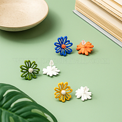 3 Pairs 3 Colors Daisy Flower Acrylic Stud Earrings&nbsp;EJEW-GO0003-31