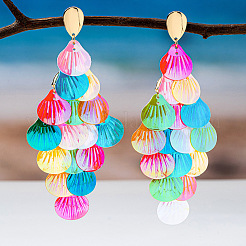 Plastic & Alloy Dangle Stud Earrings&nbsp;WG5FFAC-01