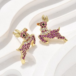 Brass Micro Pave Cubic Zirconia Stud Earrings&nbsp;EJEW-Q015-09G