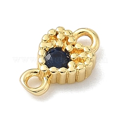 Brass Pave Cubic Zirconia Heart Connector Charms&nbsp;KK-G548-18G-04