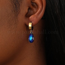 Cubic Zirconia Teardrop Dangle Hoop Earrings&nbsp;HL3316-1