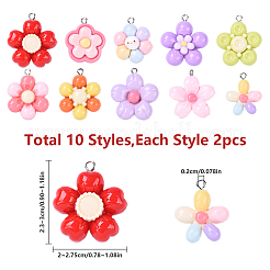 20Pcs 10 Styles Resin Pendants&nbsp;RESI-YW0002-07