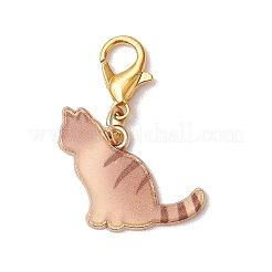 5Pcs 5 Colors Cat Shapes Alloy Enamel Pendant Decorations&nbsp;HJEW-JM03029