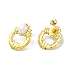Ion Plating(IP) 304 Stainless Steel Ring Stud Earrings&nbsp;EJEW-K268-05G