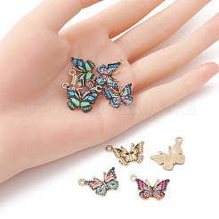 10Pcs 5 Colors Light Gold Alloy Enamel Pendants&nbsp;ENAM-YW0002-78