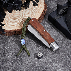 2Pcs 2 Colors Titanium Alloy Knife Beads for Lanyard Pendant&nbsp;FIND-NB0007-09