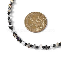 Electroplate Glass Triangle and Faceted Round Natural Black Spinel Beaded Necklaces for Women&nbsp;NJEW-JN05666