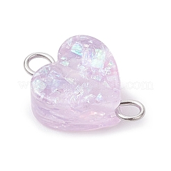Transparent Resin Heart Links Connector Charms&nbsp;PALLOY-JF04449-02