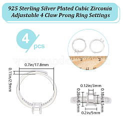 4Pcs Adjustable Brass Pad Ring Settings&nbsp;KK-BBC0011-83