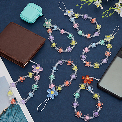 6Pcs 6 Styles Colorful Flower Resin Beaded Chain Mobile Straps&nbsp;AJEW-FG0007-34