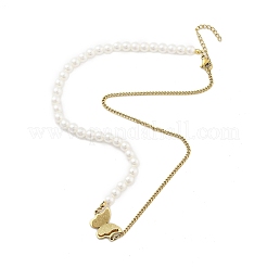 304 Stainless Steel & Plastic Pearl Butterfly Pendant Necklaces&nbsp;NJEW-U023-01G