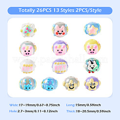 26Pcs 13 Styles Hand Painted Opaque Acrylic with Enamel Beads&nbsp;MACR-TA0001-93