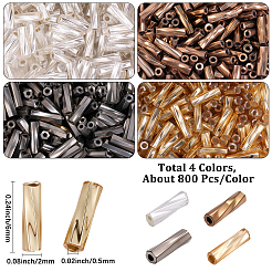 3200Pcs 4 Colors Glass Twisted Bugle Beads&nbsp;SEED-PA0001-51B