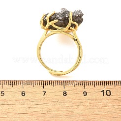 Nuggets Electroplate Natural Agate Cluster Finger Rings&nbsp;RJEW-K288-02G
