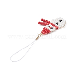 Christmas Glass Seed Beaded Pendant Decorations&nbsp;HJEW-TA00013-02