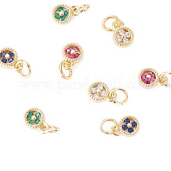 8Pcs 4 Colors Brass Micro Pave Cubic Zirconia Pendants&nbsp;KK-TA0009-08