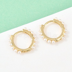 Round Brass & ABS Imitation Pearl Hoop Earrings&nbsp;EJEW-A156-07G