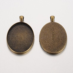 Oval Tibetan Style Alloy Big Pendant Cabochon Settings&nbsp;PALLOY-K109-39AB-NR