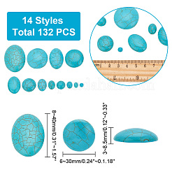 132Pcs 14 Styles Synthetic Turquoise Cabochons&nbsp;TURQ-AR0001-24