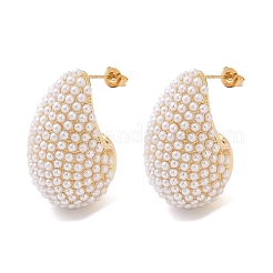 Teardrop Brass Stud Earrings&nbsp;KK-U058-67G