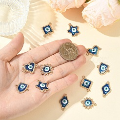 12Pcs 6 Styles Alloy Enamel Blue Evil Eye Links Connector Charms with Resin&nbsp;ENAM-YW0009-25