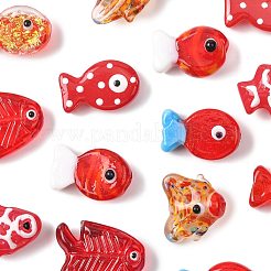 14Pcs 7 Styles Painted Glass Beads&nbsp;LAMP-FS0001-64
