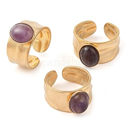 Oval Natural Amethyst Finger Rings&nbsp;RJEW-Z057-12G-09