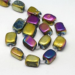 Electroplate Natural Drusy Quartz Crystal Cuboid Beads Strands&nbsp;G-L043-04